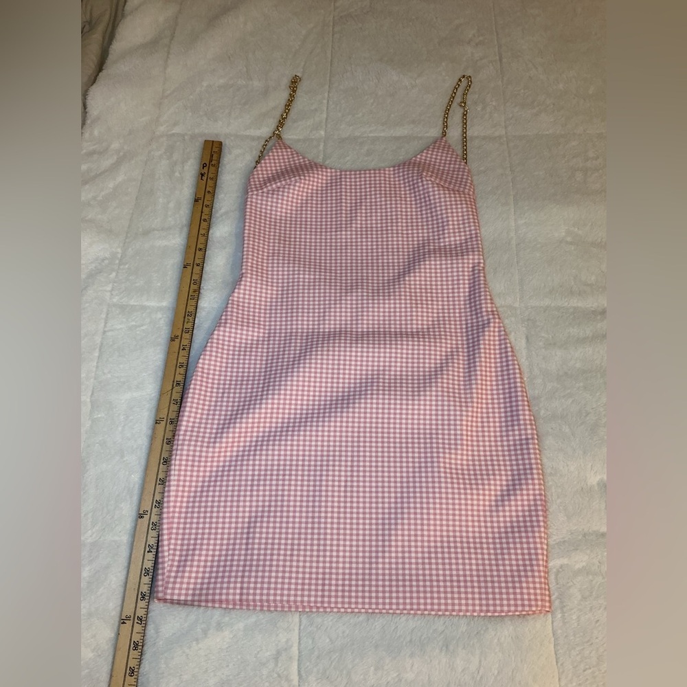 Meshki Pink Gingham Dress with Chain Straps - Picture 5 of 8